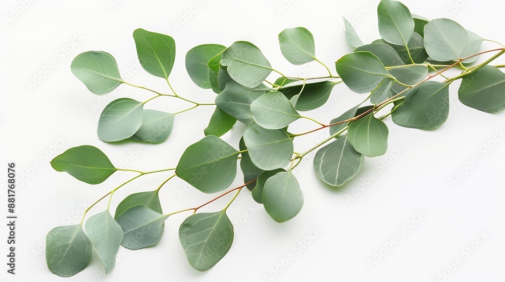 Aufkleber eucalyptus branches on a white isolated background : generative ai