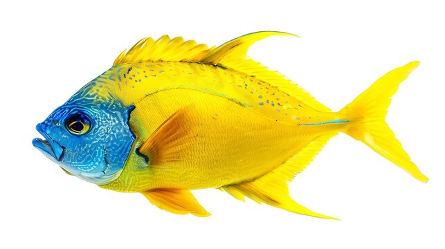 Deep sea fish isolated on white backgroundTalang queenfish swimmingpopular in gamefish : Generative AI