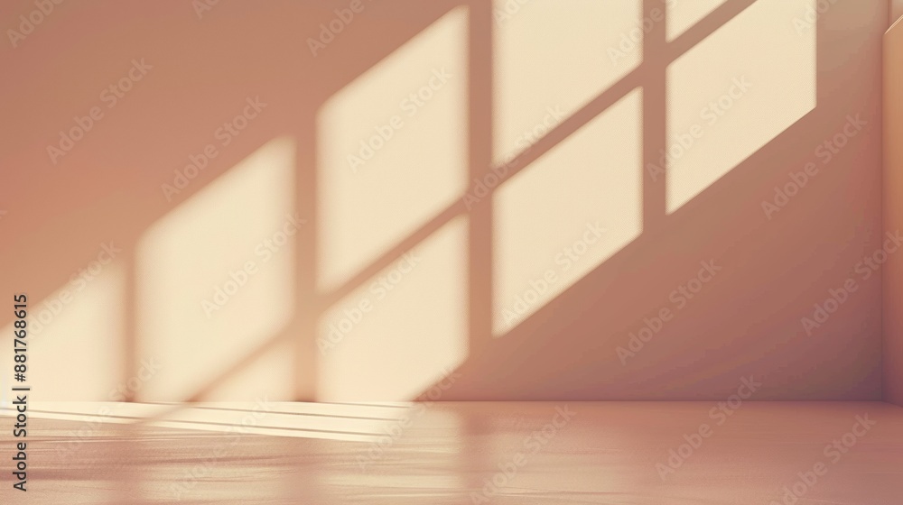 Poster Window Light Casting Diagonal Shadows on a Wall and Floor