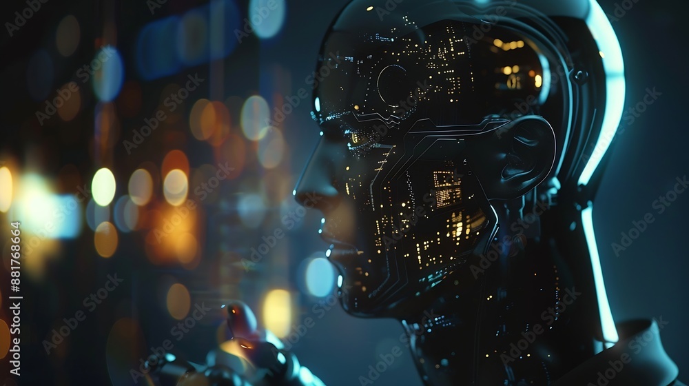Leinwandbilder Ai technology Artificial Intelligence man using technology smart robot AI artificial intelligence by enter command prompt for generates something Futuristic technology transformation C : Generative AI