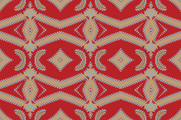 Motif ethnic handmade beautiful Ikat seamles.Ikat ethnic tribal, boho colors seamless wallpaper. Ethnic Ikat abstract background art.Illustration for greeting cards, printing and other design project.