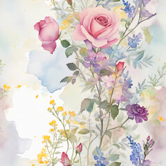 Fototapeta premium seamless watercolor floral primitive wallpaper