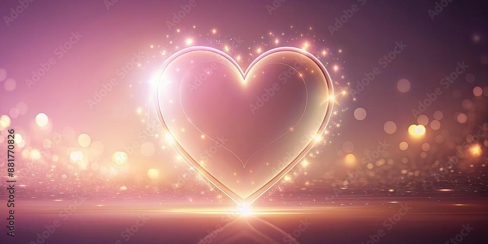 Wall mural heart glowing with copyspace on pastel background, love, romance, Valentine's Day, affection, relationship, heart shape, light, bright