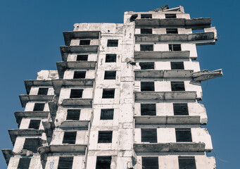 destroyed building in a city lost in the war in Ukraine