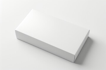 Blank Box. White Isolated Three-Dimensional Rectangular Shape viewed from Far Top Side Angle