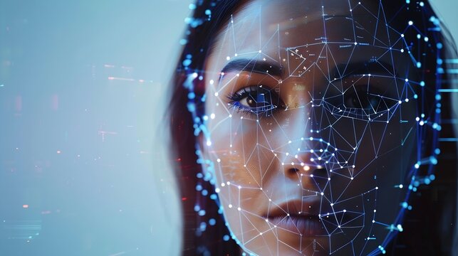 Deep fake Deepfake and AI artificial intelligence video editing technology Face of a person in editor Machine learning concept Fraud picture swap : Generative AI