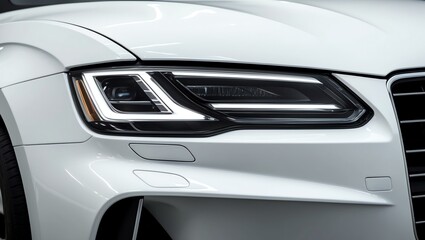 Close-up view of the front section of a modern, white img