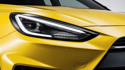 Close-up view of the front section of a modern, yellow img