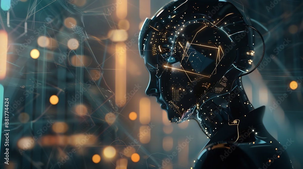 Aufkleber chat with AI Artificial intelligence The concept of accessing imagination by feeding commands to Ai to create what is in our mind with futuristic technology through the Internet : Generative AI