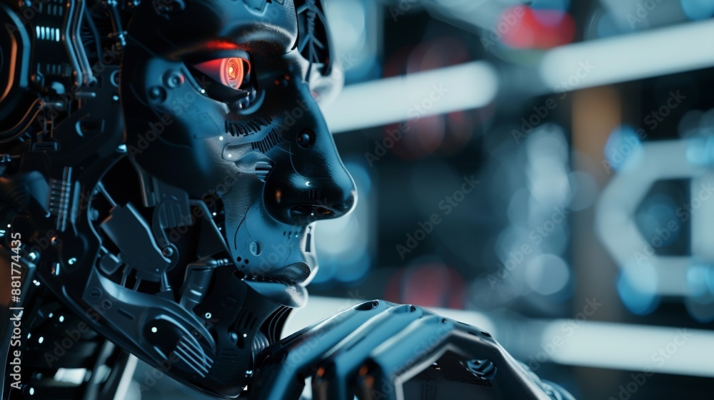 Aufkleber Ai technology Artificial Intelligence man using technology smart robot AI artificial intelligence by enter command prompt for generates something Futuristic technology transformation C : Generative AI