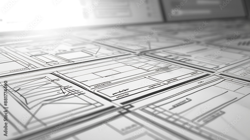 Poster ux Graphic designer creative sketch planning application process development prototype wireframe for web mobile phone  User experience concept : Generative AI