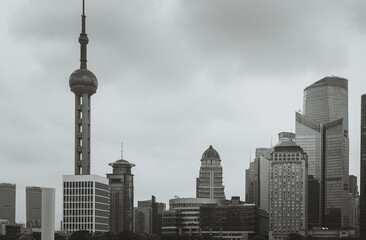 Fototapeta premium Urban city view with buildings in Shanghai, China