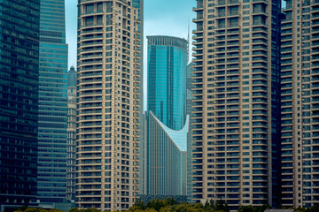 Obraz premium traditional building exterior facade close-up details in Shanghai, China