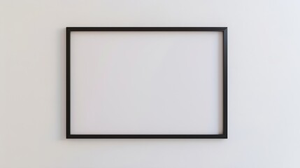 Black rectangular picture frame on white wall with blank paper in it You can place your image in this frame Interior photo Painting poster photograph Decorate your apartment in a moder : Generative AI