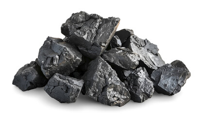 Fototapeta premium Heap of coal isolated on white. Mineral deposits