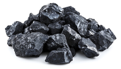Fototapeta premium Heap of coal isolated on white. Mineral deposits