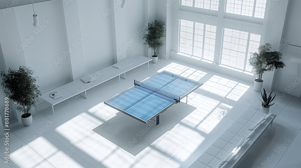 Wall mural table tennis in white room