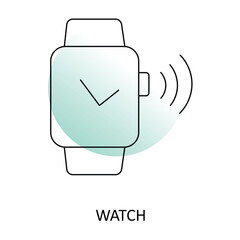 Contactless Watch Icon: NFC Payments, Digital Wallet, Touchless Technology with editable stroke.