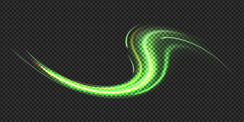 Green light. Aurora element design on transparent background. Northern lights. Vector illustration.