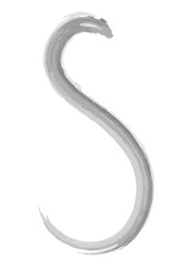 Letter S. Sketch. Hand drawn watercolor squiggle sign. Doodle style.