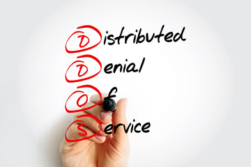 DDoS - Distributed Denial of Service acronym, technology concept background