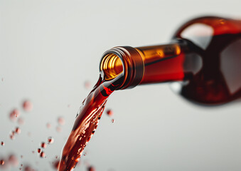 red wine pouring into glass