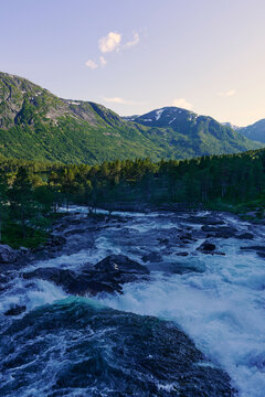 Images from the Norwegian Scenic Route of the Gaularfjellet Mountains in July 2024. Here Gaula River.