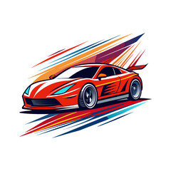 high-speed car in motion. The car should have dynamic lines and a sense of speed, capturing the thrill of driving