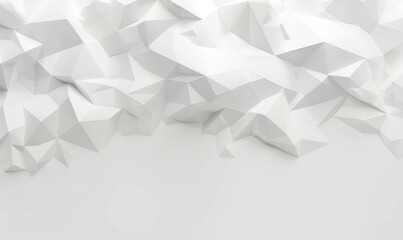 Abstract White Polygonal Geometric Background in Low Poly Style, Minimalist 3D Texture, Modern Design Element for Wallpapers, Websites, and Graphic Projects, Clean Futuristic Aesthetic
