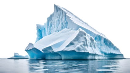 Illustration of an iceberg isolated on a transparent background. Ideal for concepts related to hidden depths, environmental issues, climate change, and natural phenomena.