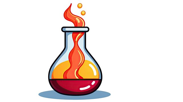 a science experiment with a red beaker on top 