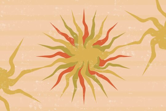 Vibrant retro summer sun design with grunge texture
