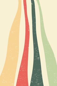 Retro summer background with colorful curved lines