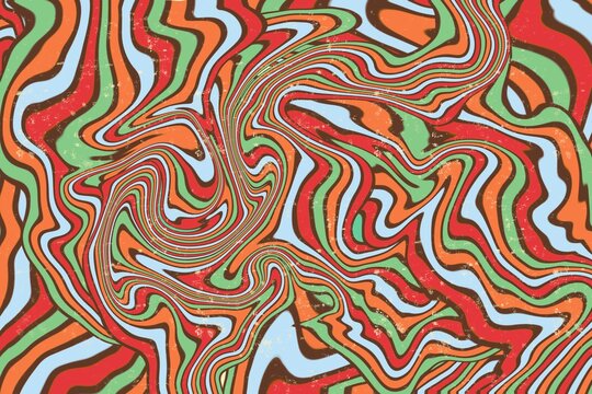 Abstract colorful wavy retro summer pattern