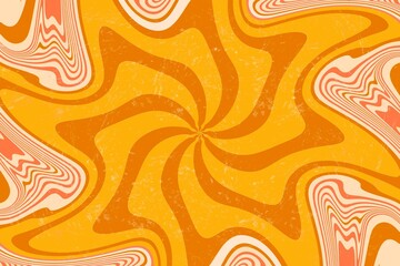 Vibrant retro-style summer background with swirling patterns