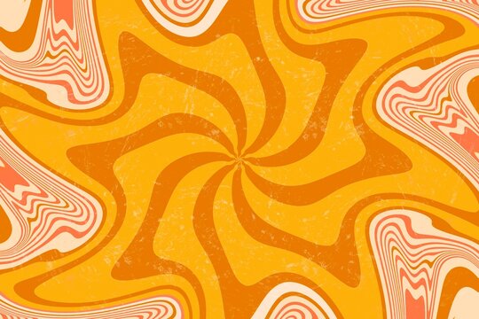 Vibrant retro-style summer background with swirling patterns