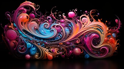 Abstract Swirling Colors and Bubbles