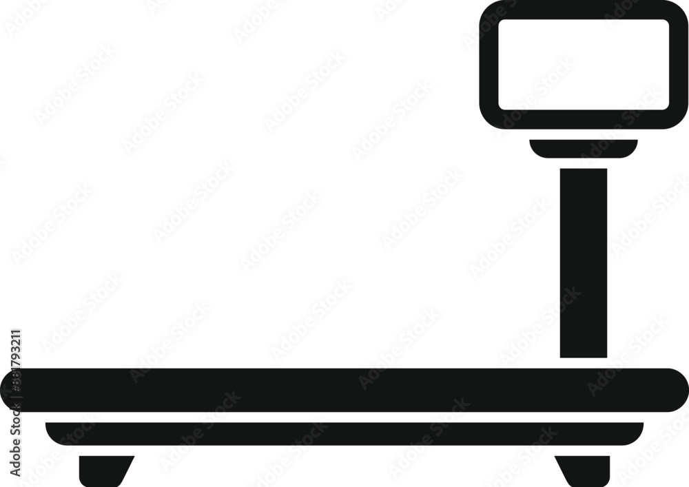 Poster electronic price computing scale standing on counter for retail checkout