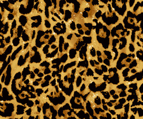Seamless Endless Leopard Animal Skin Geometric Print Pattern Colorful Batik Background