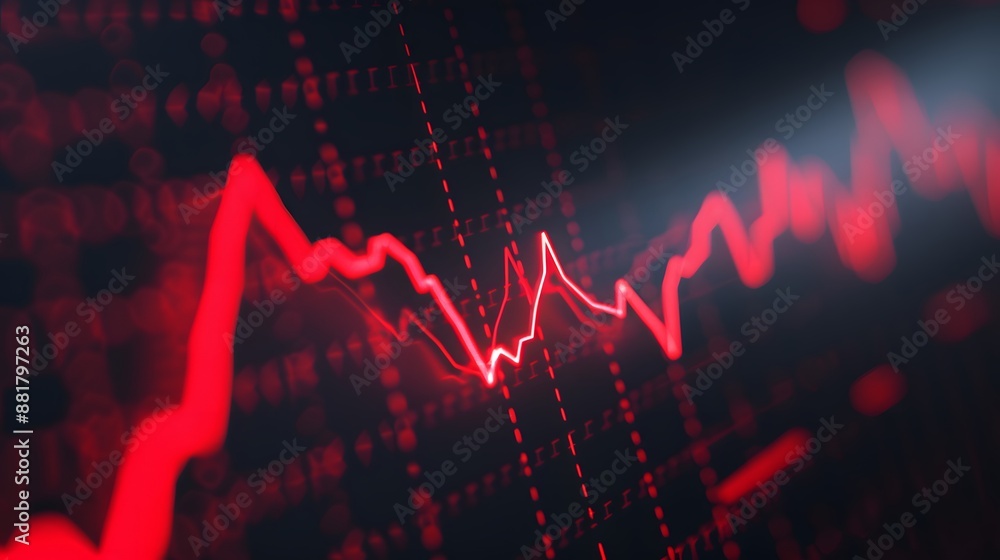 Aufkleber red financial stock market graph showing a sharp decline in price. dynamic drop chart symbolizes eco