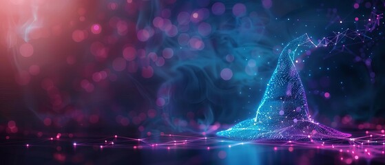 Naklejka premium Abstract digital art featuring vibrant colors, flowing patterns, and bokeh lights creating a dynamic and futuristic visual effect.