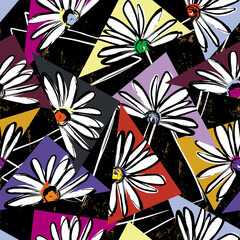 Seamless retro floral pattern.summer colors