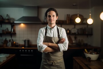 proud hobby chef standing in his kitchen, with arms crossed