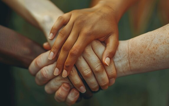 Diverse Hands Interlocked in Unity and Support