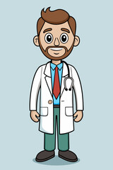 Doctor standing icon vector art illustration