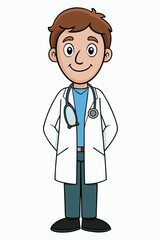 Fototapeta premium Doctor standing icon vector art illustration