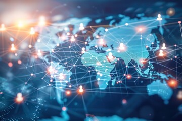 Global business network, innovative technology and social network concept. Business strategy analysis and data