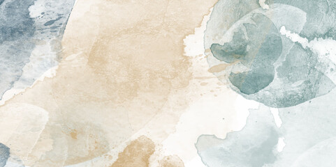 Watercolor vector art background. Hand drawn wallpaper design with paint brush and gold line art. background abstract photo hand painted watercolor with sky and clouds shape. Elegant banner template.