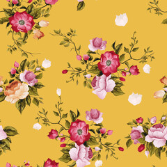 Seamless retro floral pattern.summer colors