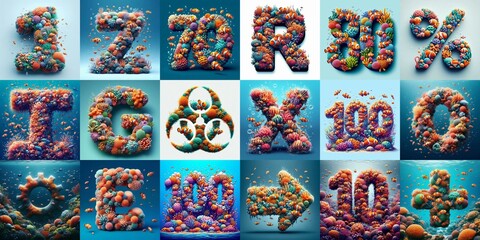 Underwater scene Lettering Typeface. AI generated illustration